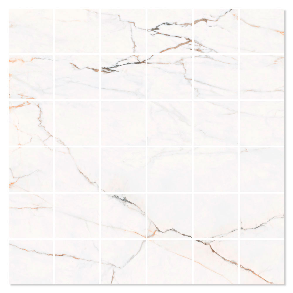 Marmor Mosaikkflis Magnifica Hvit Polert 30x30 (5x5) cm